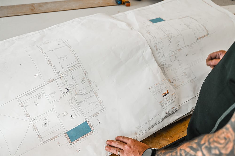 ritning och planering av nya ventilationsrör